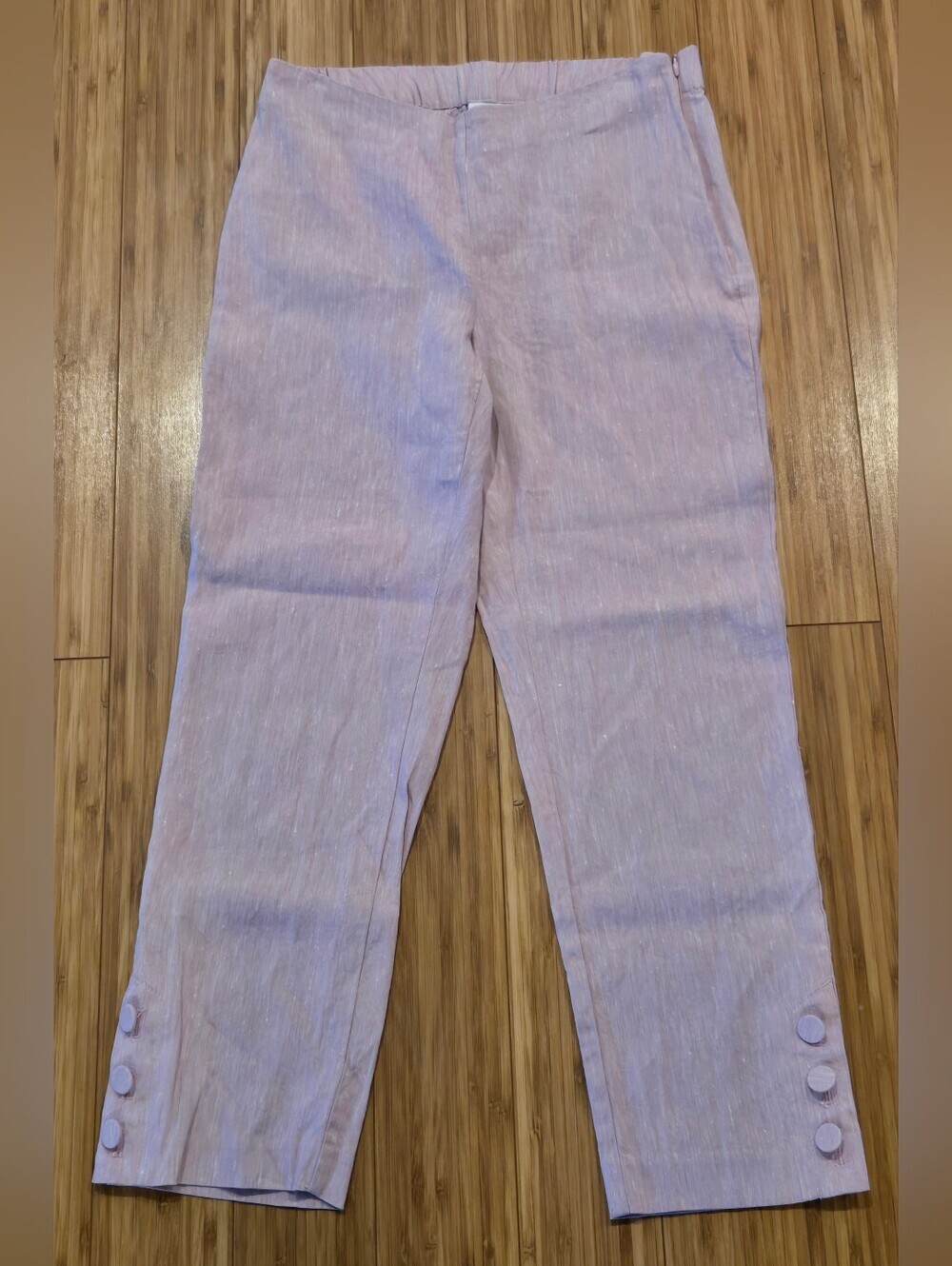 J Jill Light Pink Cropped Linen Pants with Side Button Detail
